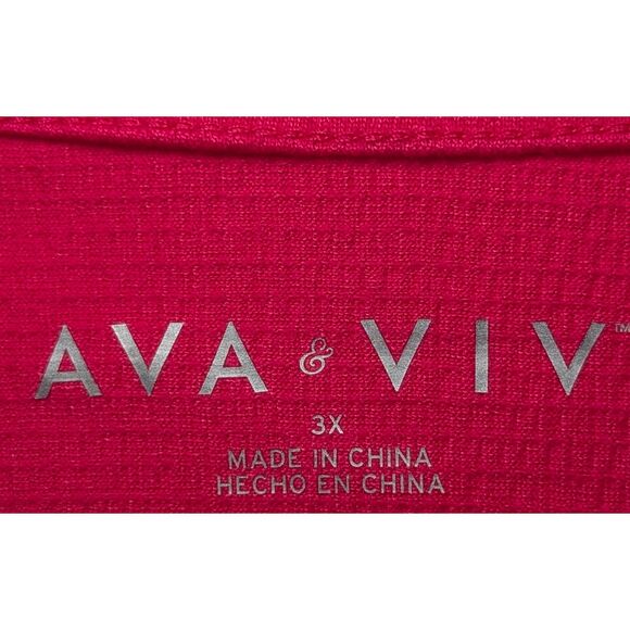 Ava & Viv Tie Front Blouse 3X Plus Size Hot Pink Puff Sleeve Barbiecore Top - Picture 5 of 6